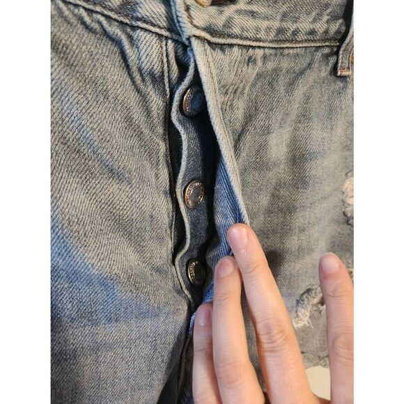 American Eagle size 18 Hi Rise Festival Destroyed Shortie Jean Shorts - Picture 2 of 6